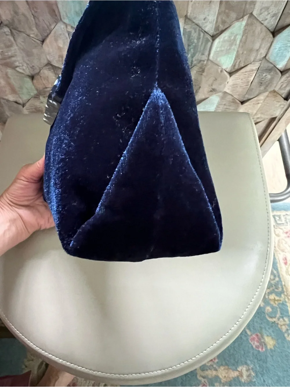 Ann Taylor Navy Velveteen Clutch with Marbled Accent NWT